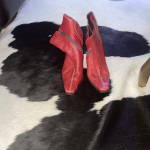 Bare Feet Red Leather boots